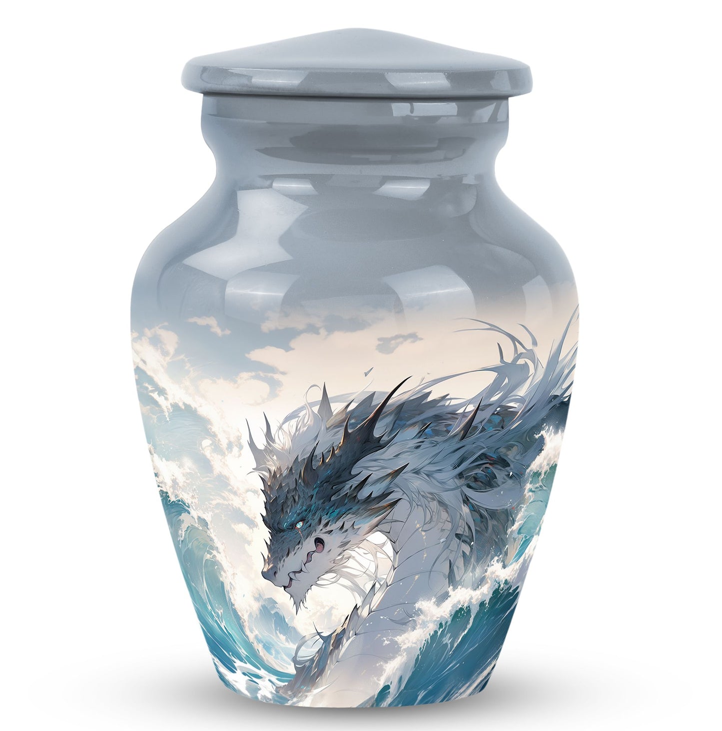 White Personalized Beach Cremation Urn for Human Ashes - 10-inch, 200 cu in - Yatskia