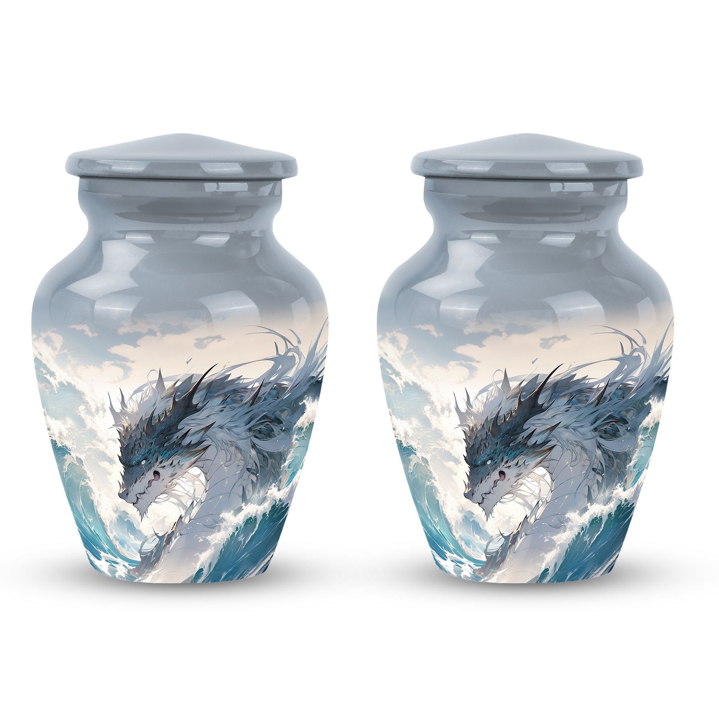 White Personalized Beach Cremation Urn for Human Ashes - 10-inch, 200 cu in - Yatskia
