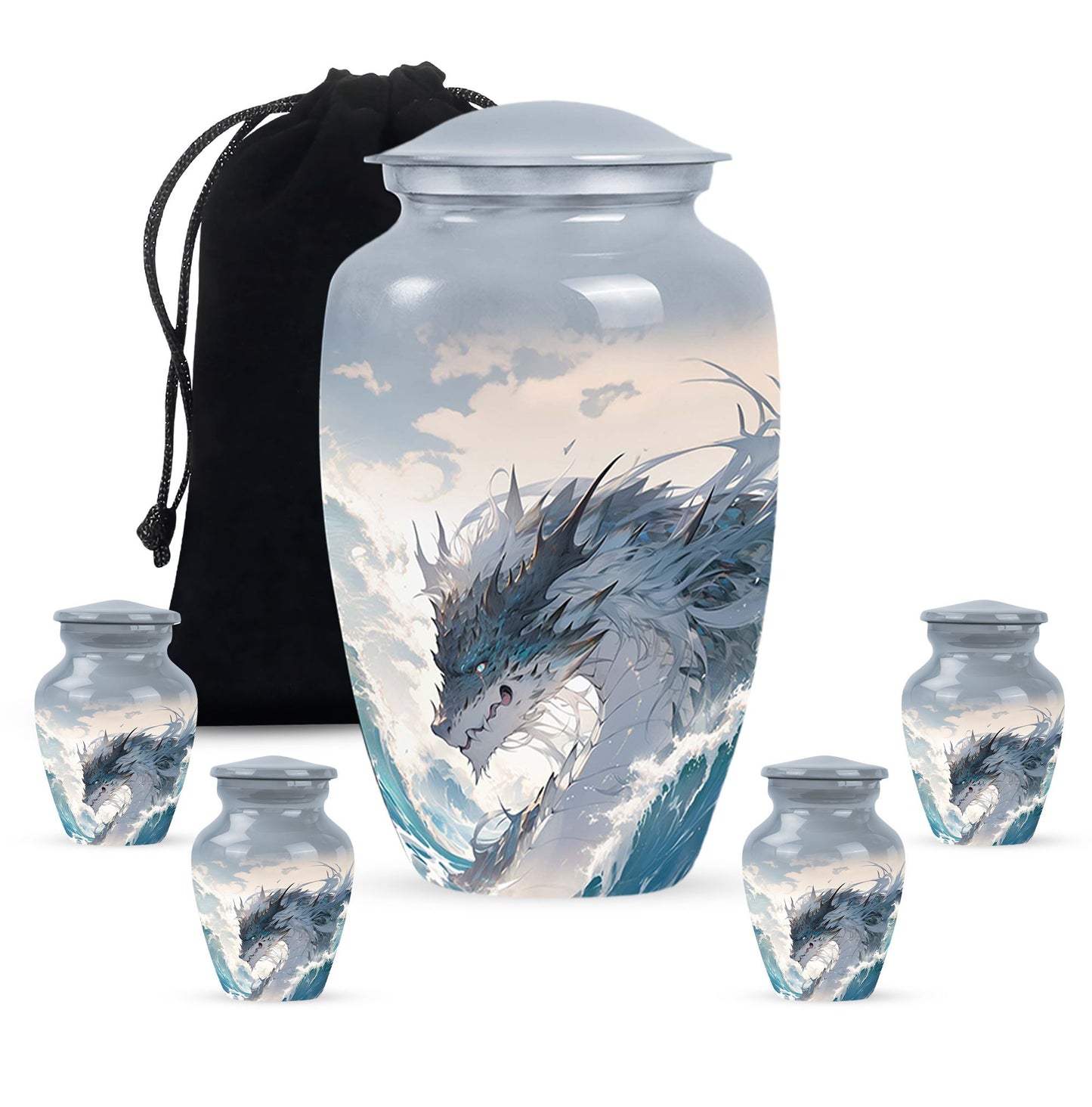 White Personalized Beach Cremation Urn for Human Ashes - 10-inch, 200 cu in - Yatskia