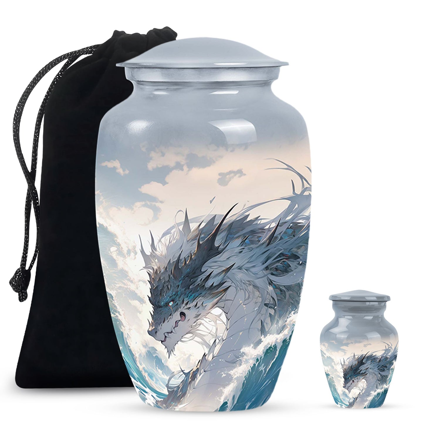 White Personalized Beach Cremation Urn for Human Ashes - 10-inch, 200 cu in - Yatskia
