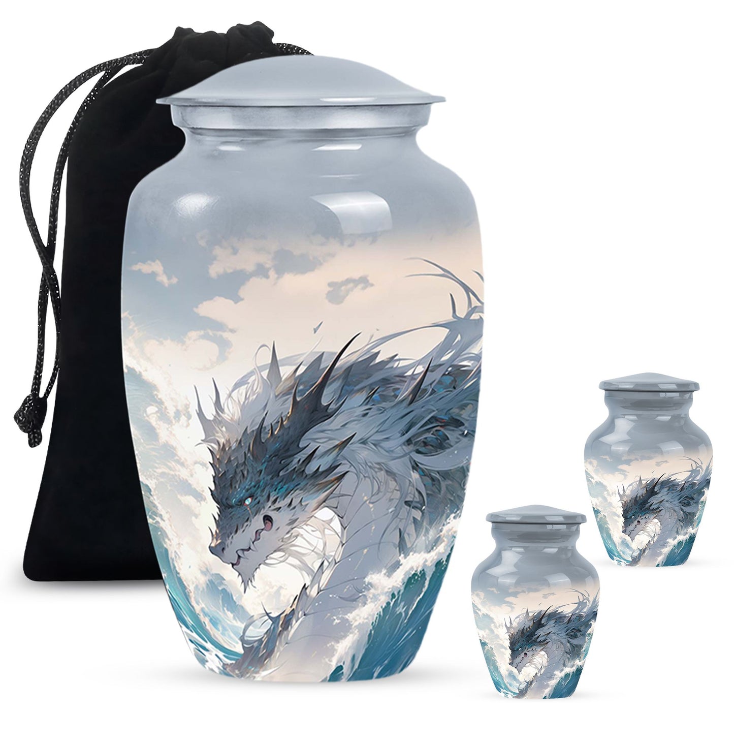 White Personalized Beach Cremation Urn for Human Ashes - 10-inch, 200 cu in - Yatskia