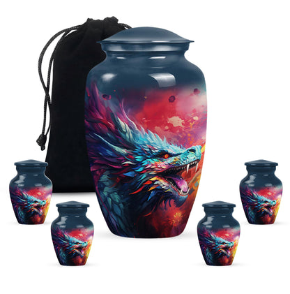 Colorful Dragon Urn - Dragon Urns Funeral Large Cremation Urns For Ashes