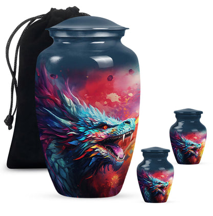 Colorful Dragon Urn - Dragon Urns Funeral Large Cremation Urns For Ashes