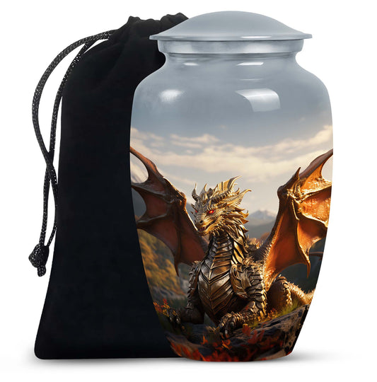 Golden Dragon Cremation Urn for Human Ashes - Large Urn For Mom