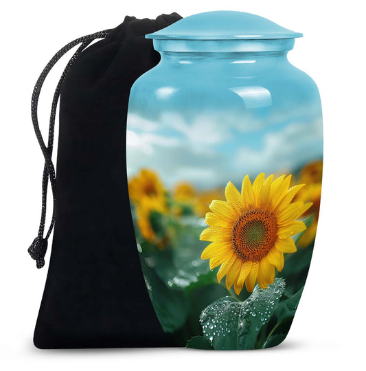Sunflower Large Urns For Human Ashes – Floral Funeral Urns For Women