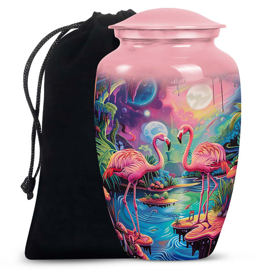 Pink Flamingo Cremation Urn for Human Ashes For Adult Mom and Dad