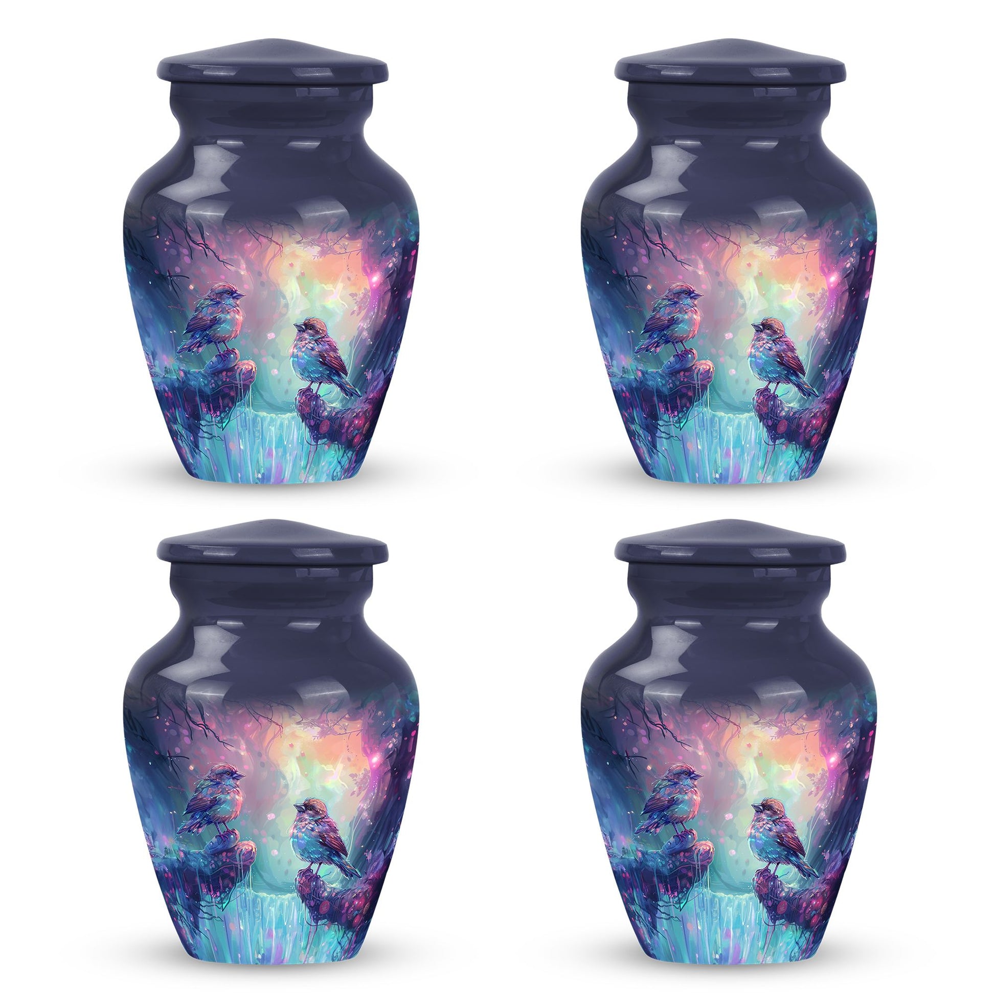 Colorful Birds Cremation Urn for Human Ashes For Mom and Dad