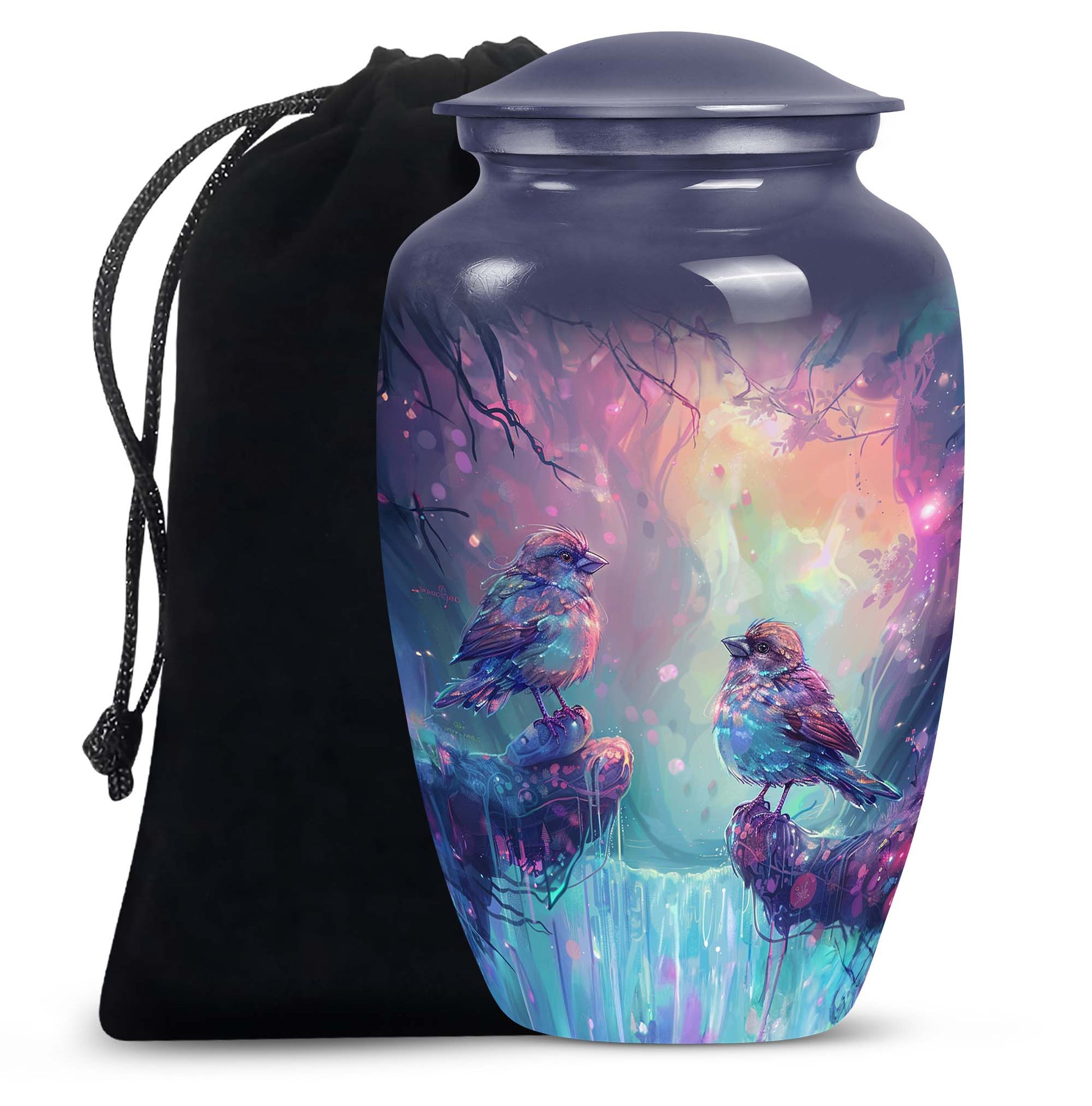 Colorful Birds Cremation Urn for Human Ashes For Mom and Dad