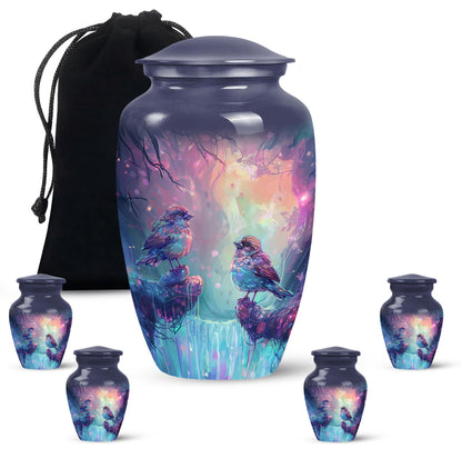 Colorful Personalized Bird Cremation Urn for Mom - 10-inch, 200 cu in - Yatskia