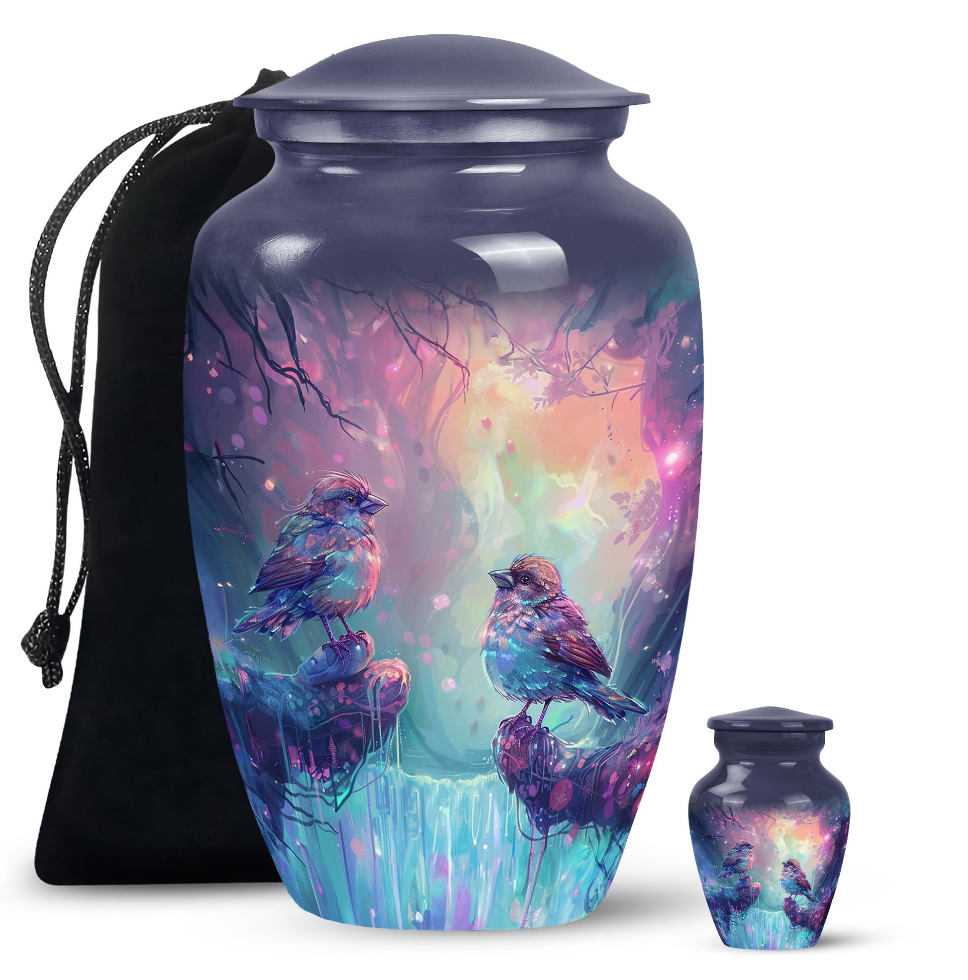 Colorful Birds Cremation Urn for Human Ashes For Mom and Dad