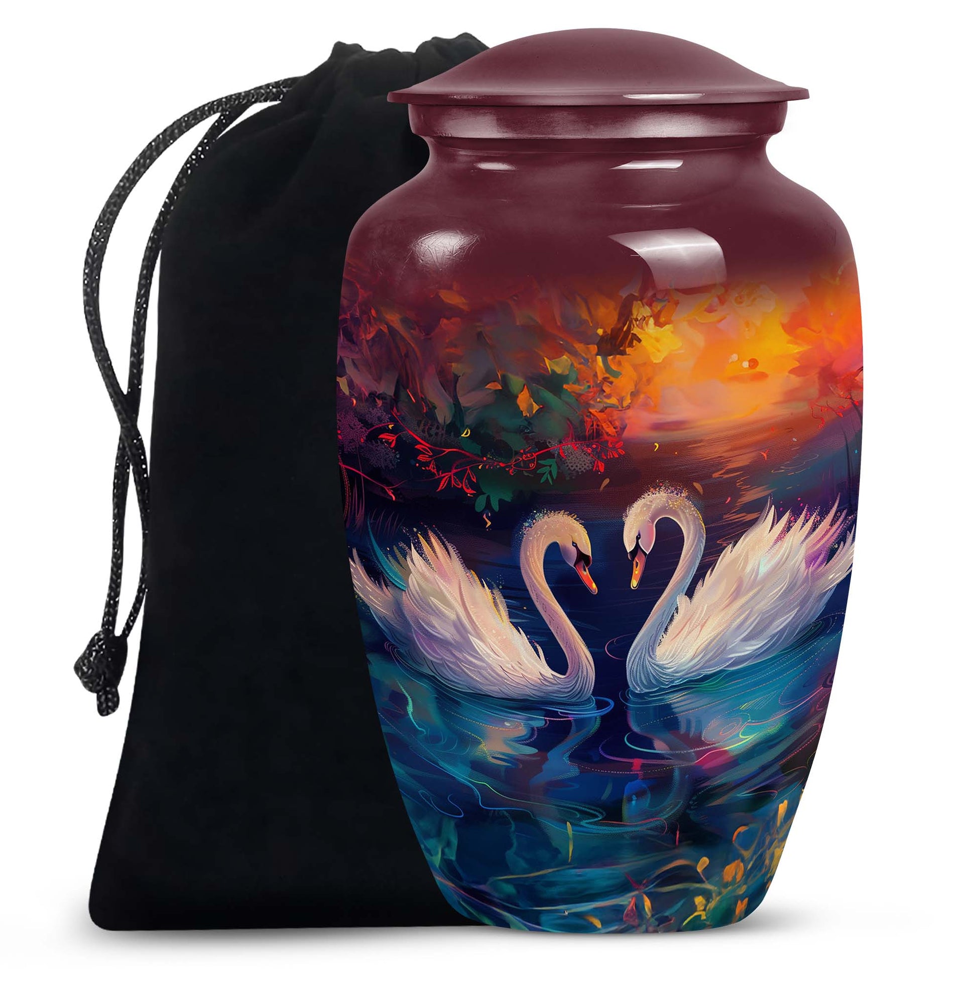 Sunset Swan Cremation Urn for Human Ashes - Urn For Men & Women