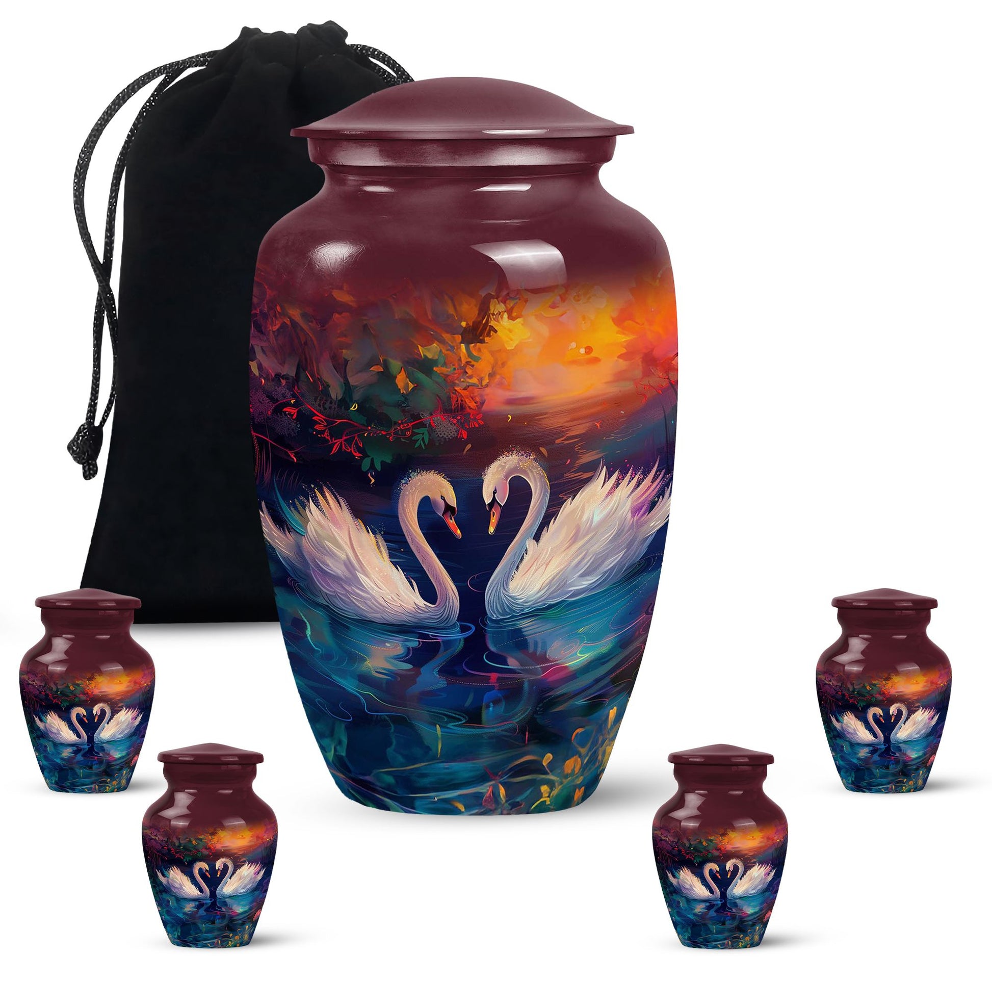 Sunset Swan Cremation Urn for Human Ashes - Urn For Men & Women