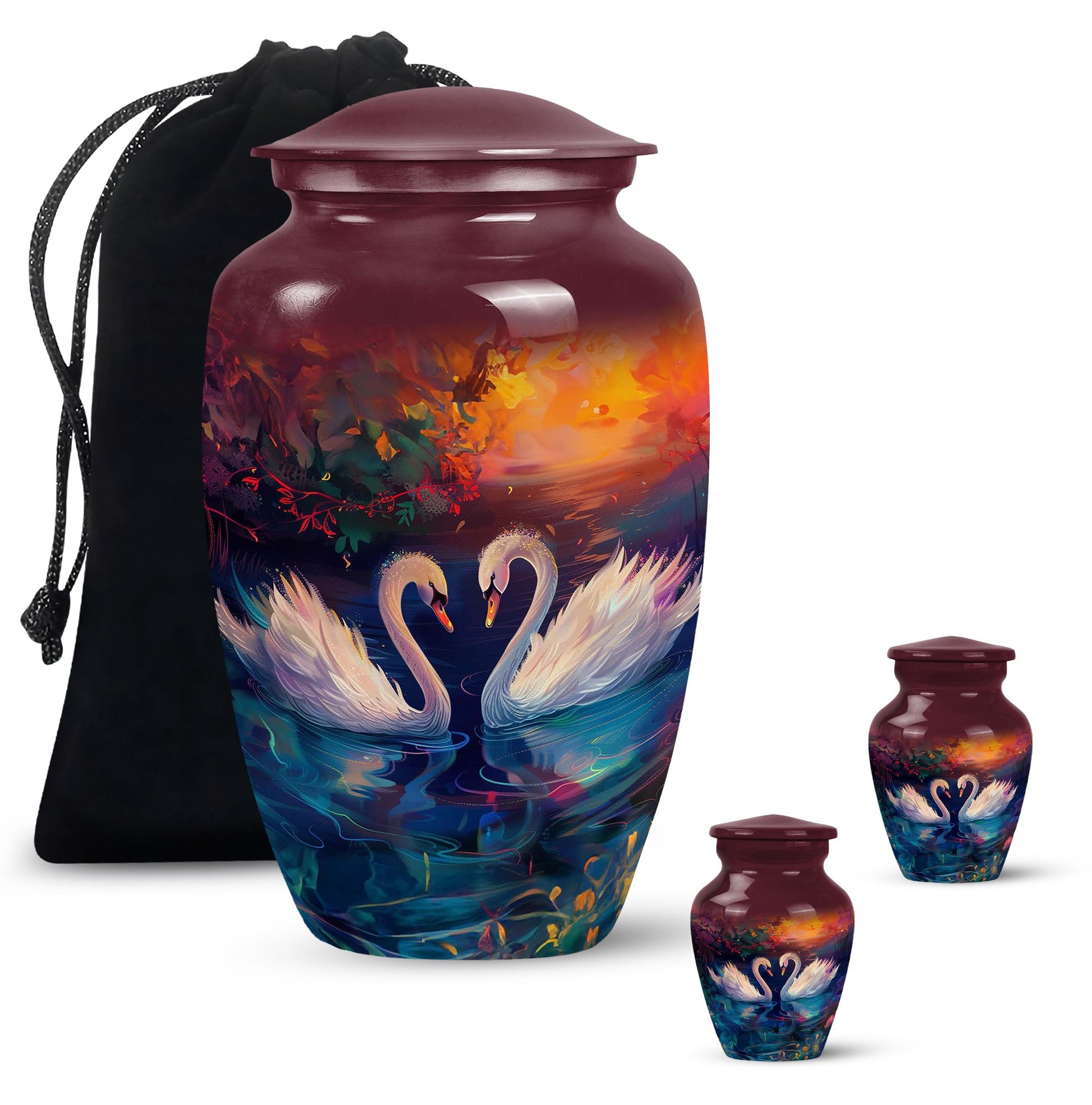 Sunset Swan Cremation Urn for Human Ashes - Urn For Men & Women