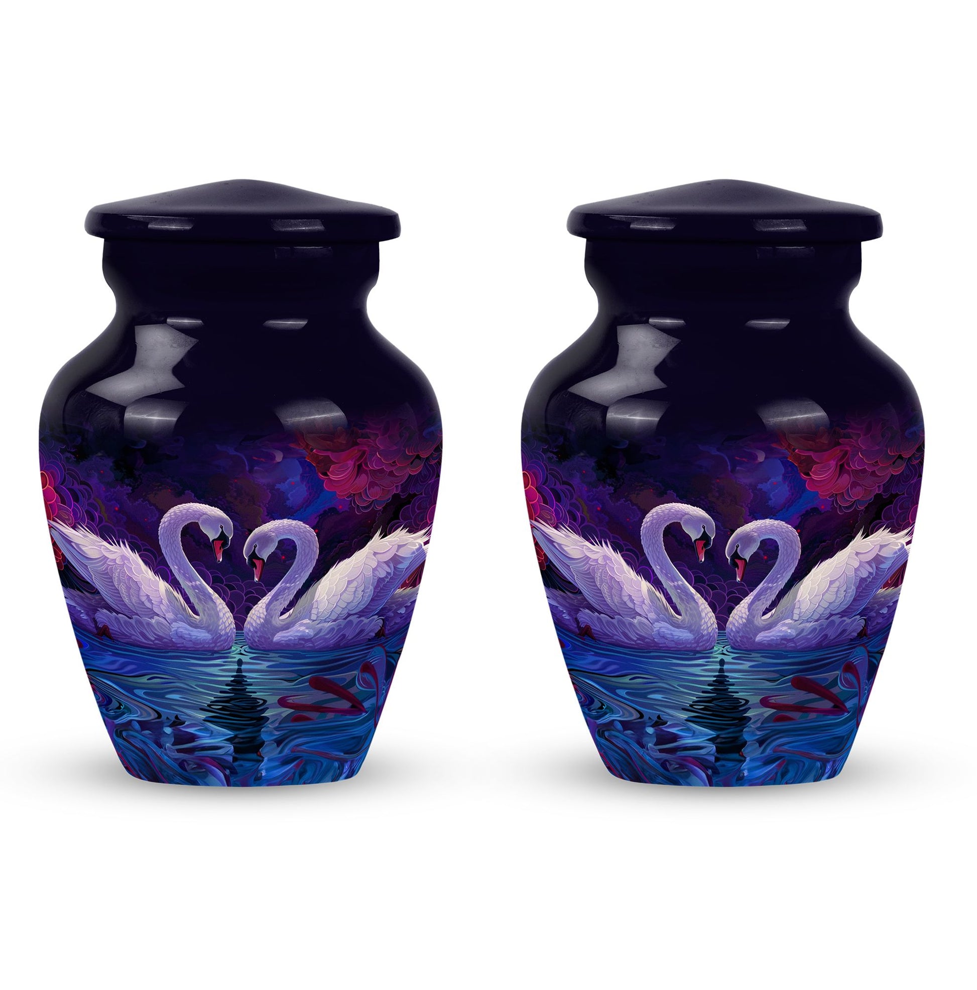 Dual Swan Cremation Urns For Human Ashes - Burial Urns For Adult