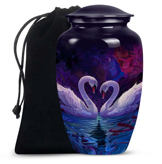 Dual Swan Cremation Urns For Human Ashes - Burial Urns For Adult