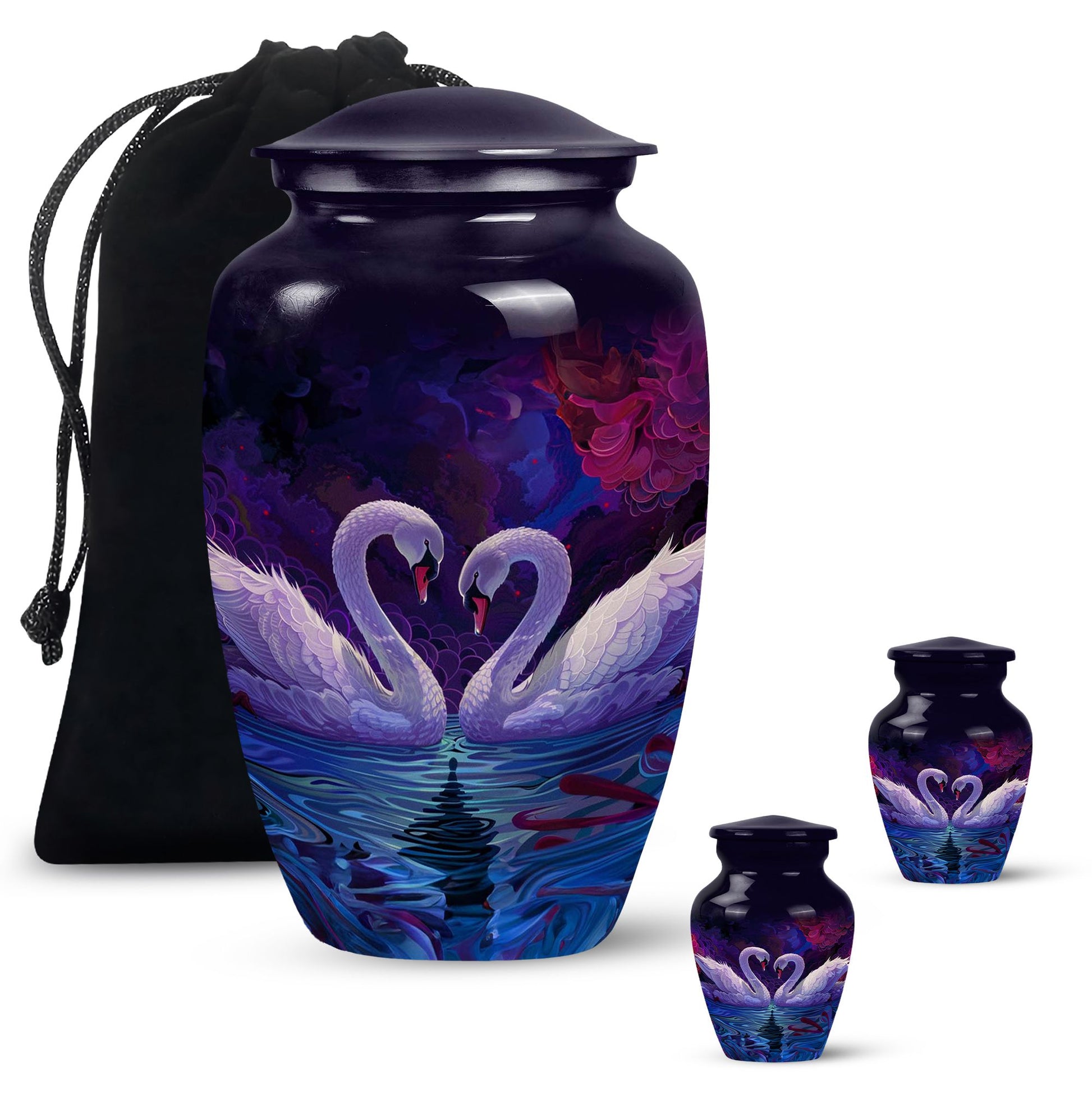 Dual Swan Cremation Urns For Human Ashes - Burial Urns For Adult