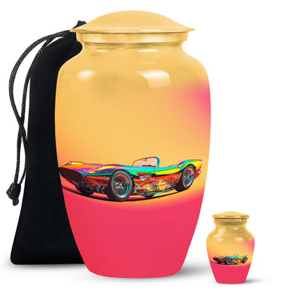 Colorful Personalized Car Cremation Urn for Dad - 10-inch, 200 cu in - Yatskia