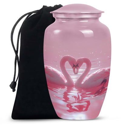 Pink Personalized Bird Memorial Urn for Human Ashes - 10-inch, 200 cu in - Yatskia