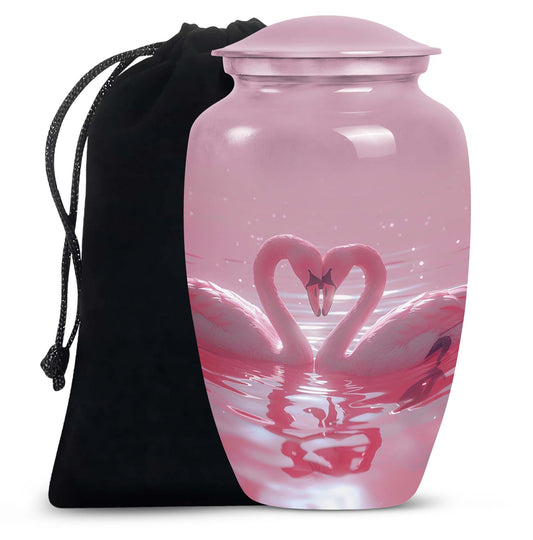 Pink Couple Swan Urn for Ashes – Beautiful Love-Themed Memorial Urn