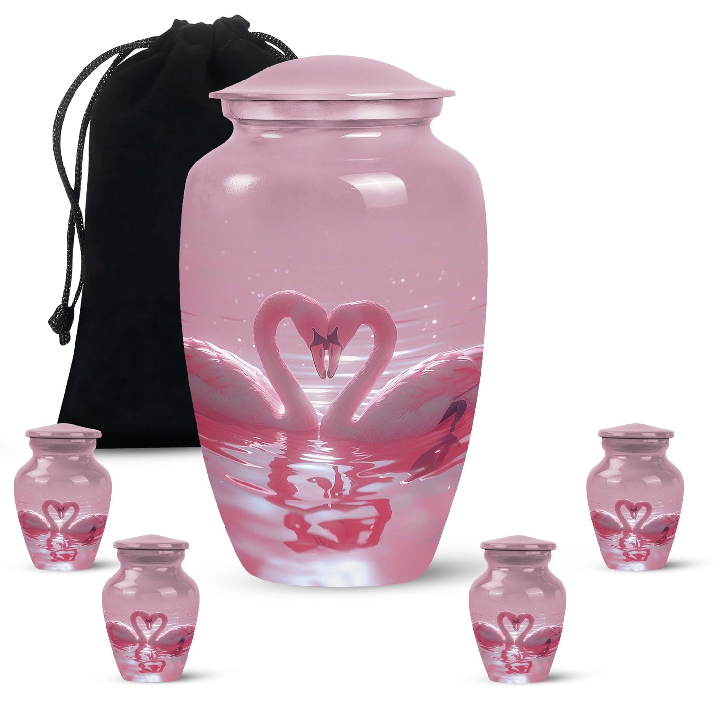 Pink Personalized Bird Memorial Urn for Human Ashes - 10-inch, 200 cu in - Yatskia