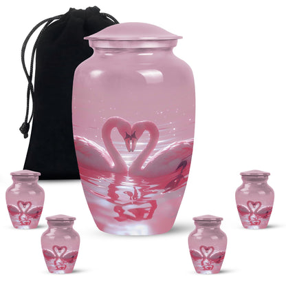 Pink Personalized Bird Memorial Urn for Human Ashes - 10-inch, 200 cu in - Yatskia