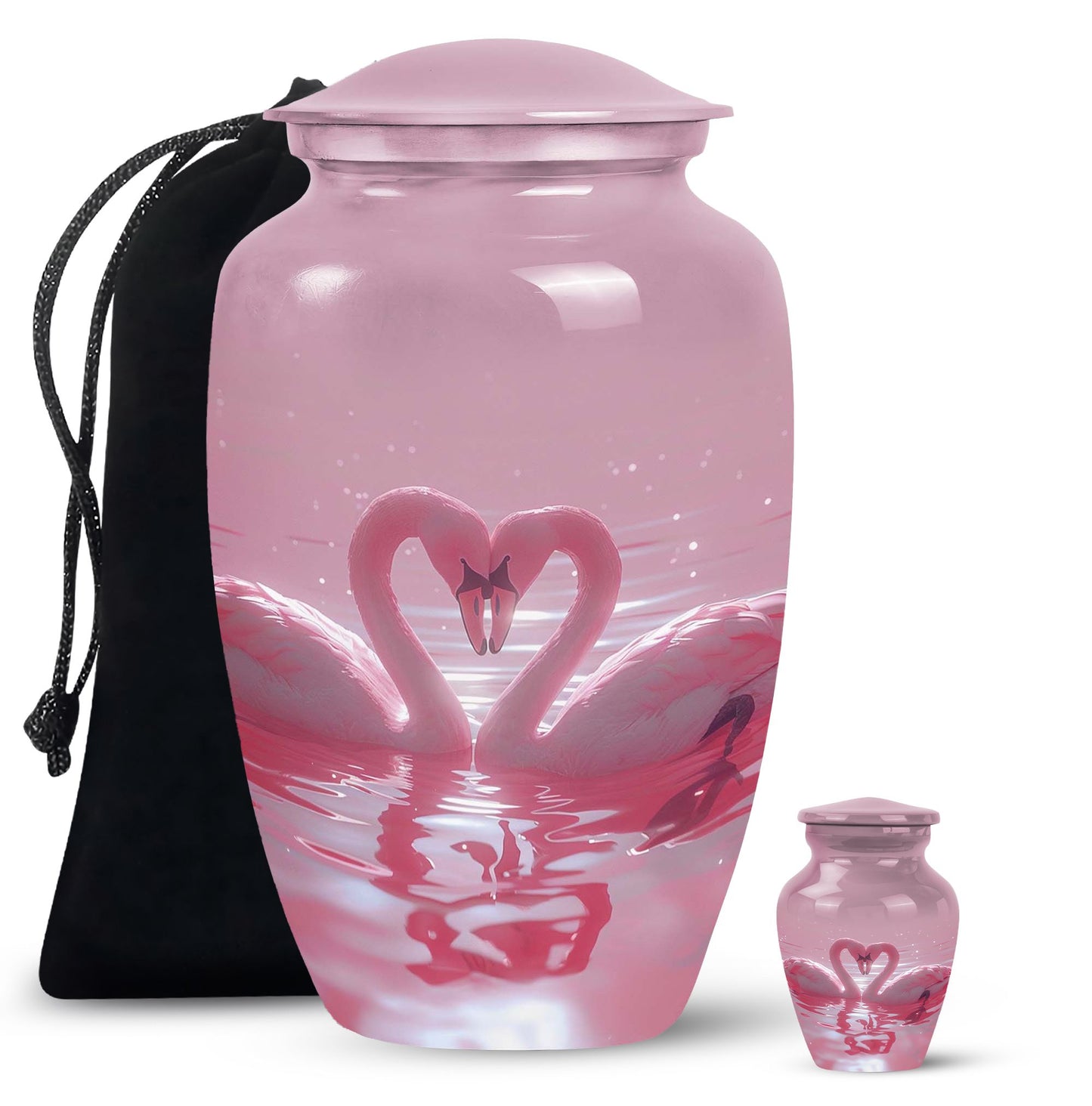 Pink Personalized Bird Memorial Urn for Human Ashes - 10-inch, 200 cu in - Yatskia