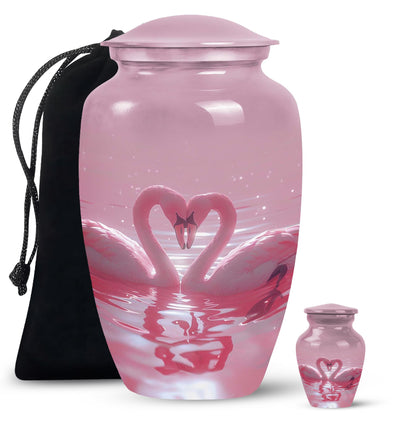 Pink Personalized Bird Memorial Urn for Human Ashes - 10-inch, 200 cu in - Yatskia