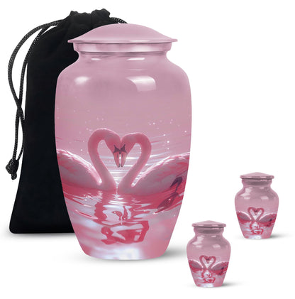 Pink Personalized Bird Memorial Urn for Human Ashes - 10-inch, 200 cu in - Yatskia
