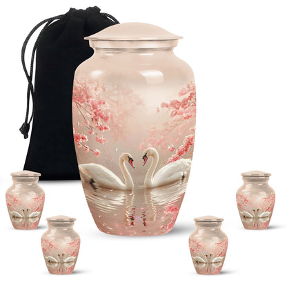 Personalized Swan Cremation Urn for Human Ashes - 10-inch, 200 cu in - Yatskia