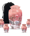 Elegant White Swan Urn – Pink Cherry Blossom Design For Human Ashes