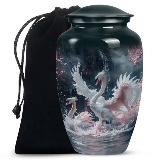 White Swan Funeral Urn - Large Urns For Human Ashes Adult Female