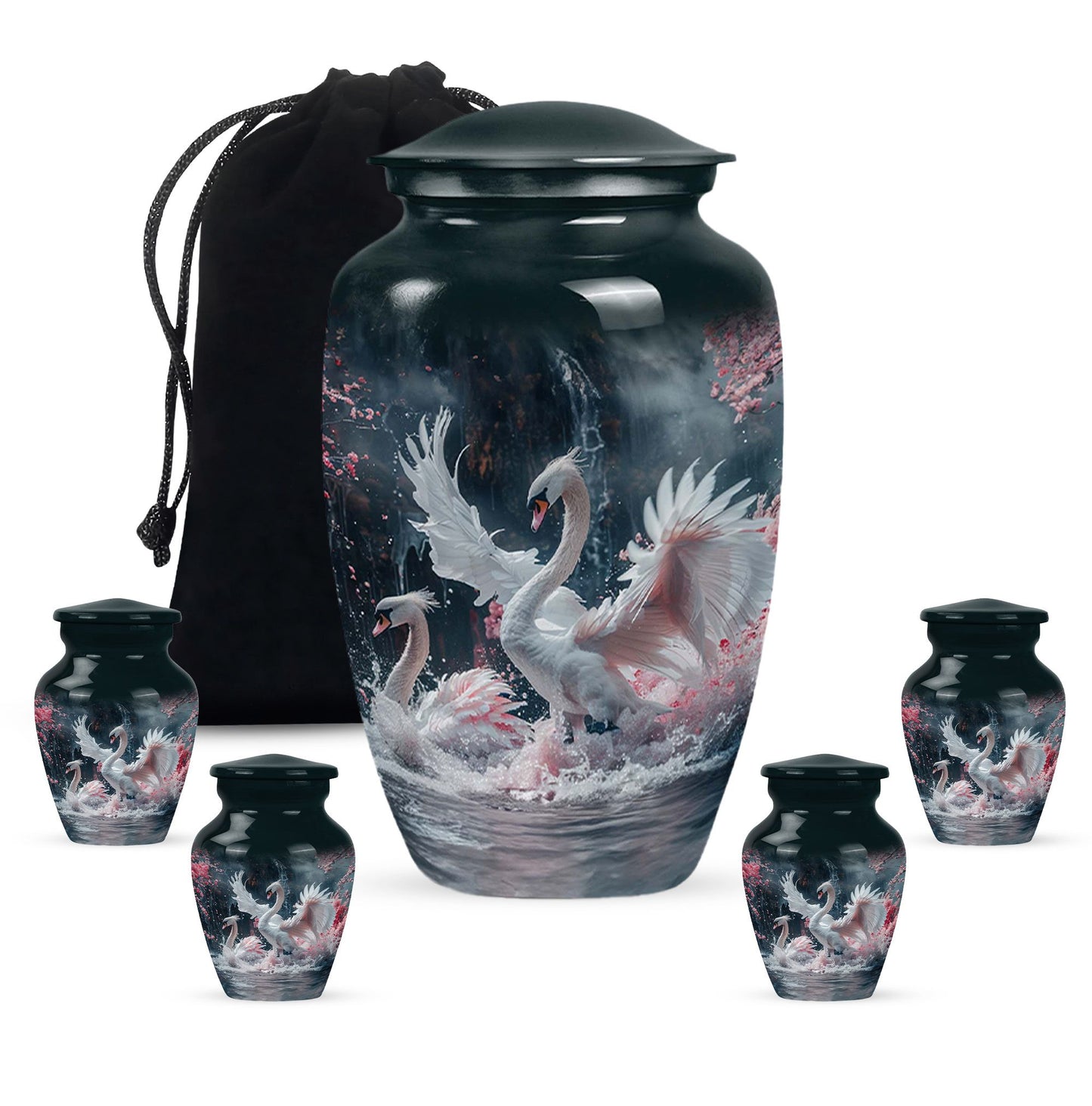 White Personalized Bird Cremation Urn for Human Ashes - 10-inch, 200 cu in - Yatskia