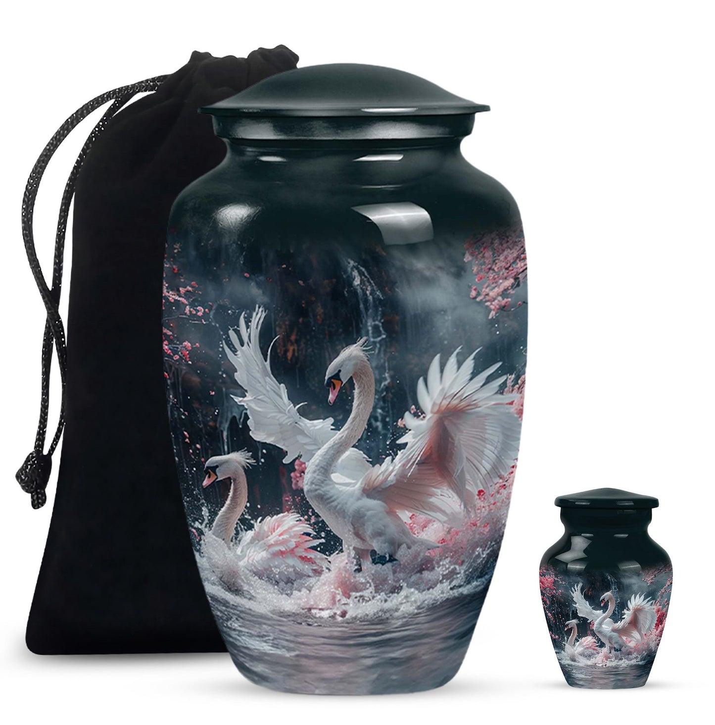 White Personalized Bird Cremation Urn for Human Ashes - 10-inch, 200 cu in - Yatskia