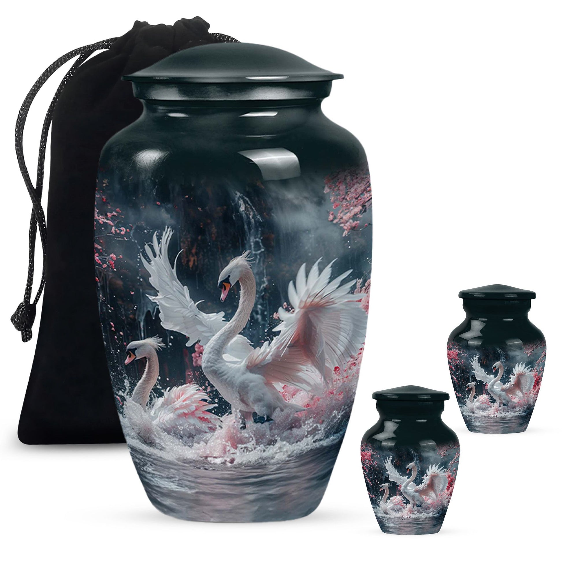 White Swan Funeral Urn - Large Urns For Human Ashes Adult Female