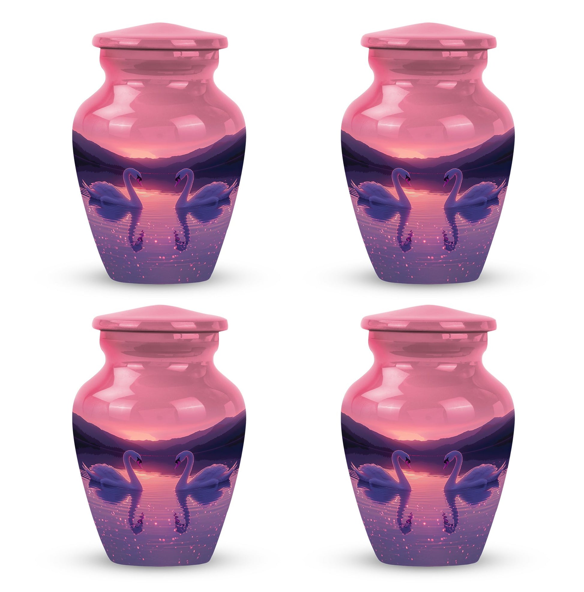 Pink Couple Swan Urn – Elegant Memorial Cremation Urn For Couple Ashes