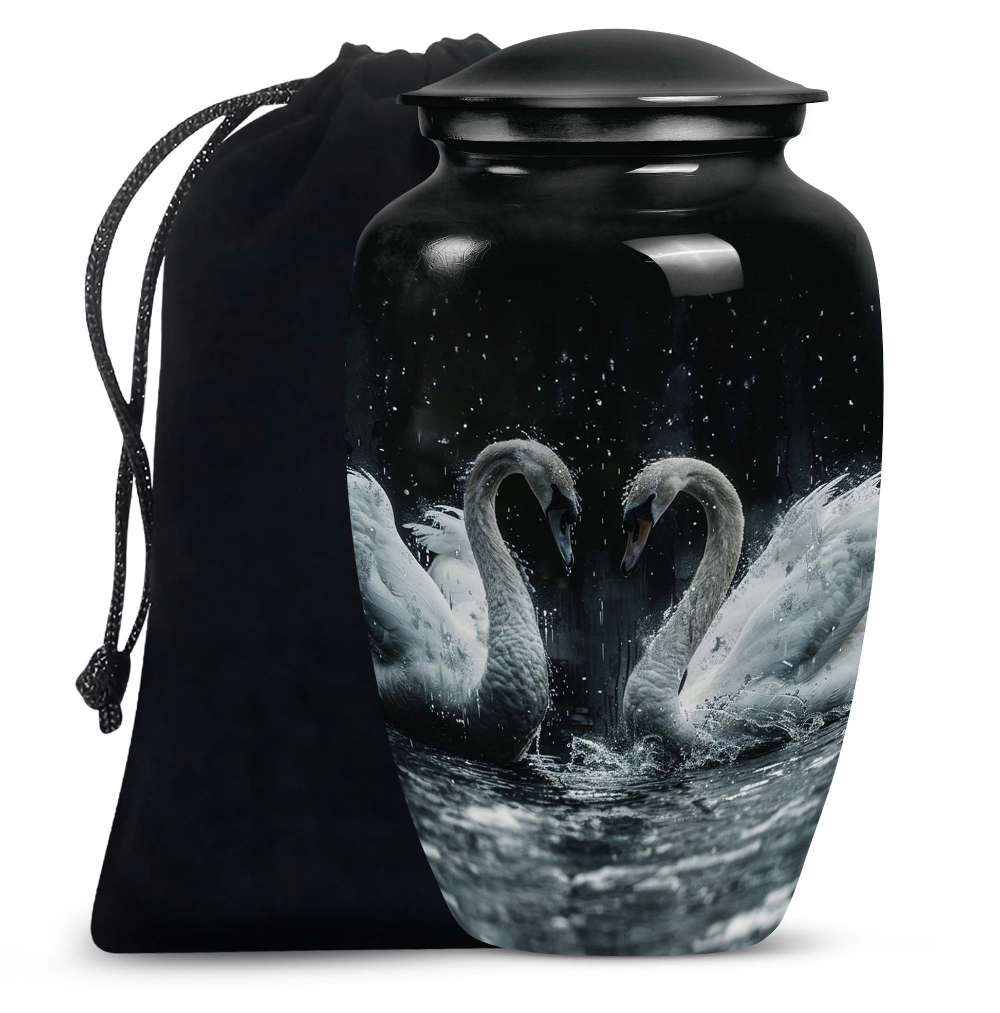 Double Swan Cremation Urns For Human Ashes - Memorial Urn for Mom and Dad