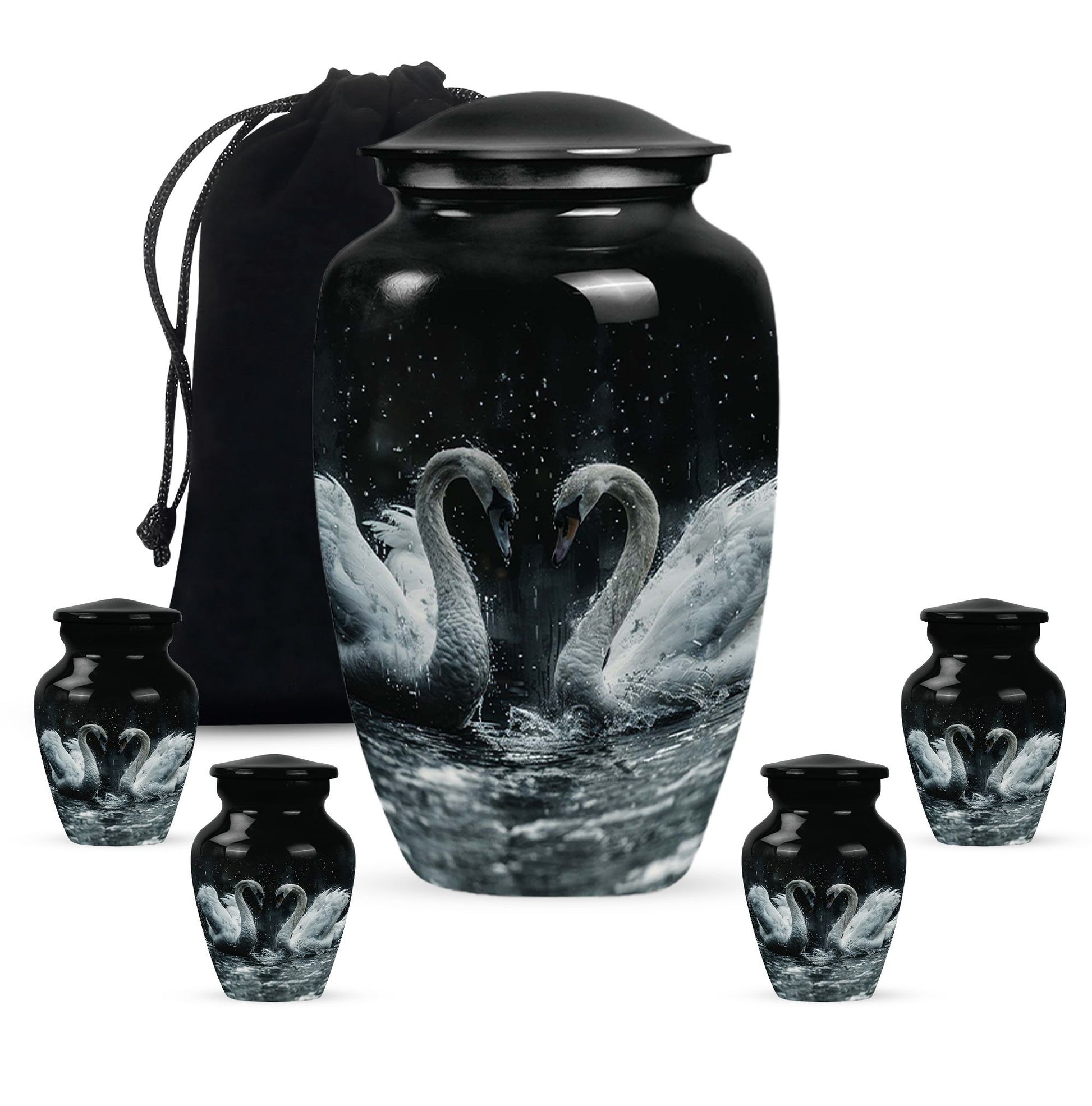 Double Swan Cremation Urns For Human Ashes - Memorial Urn for Mom and Dad