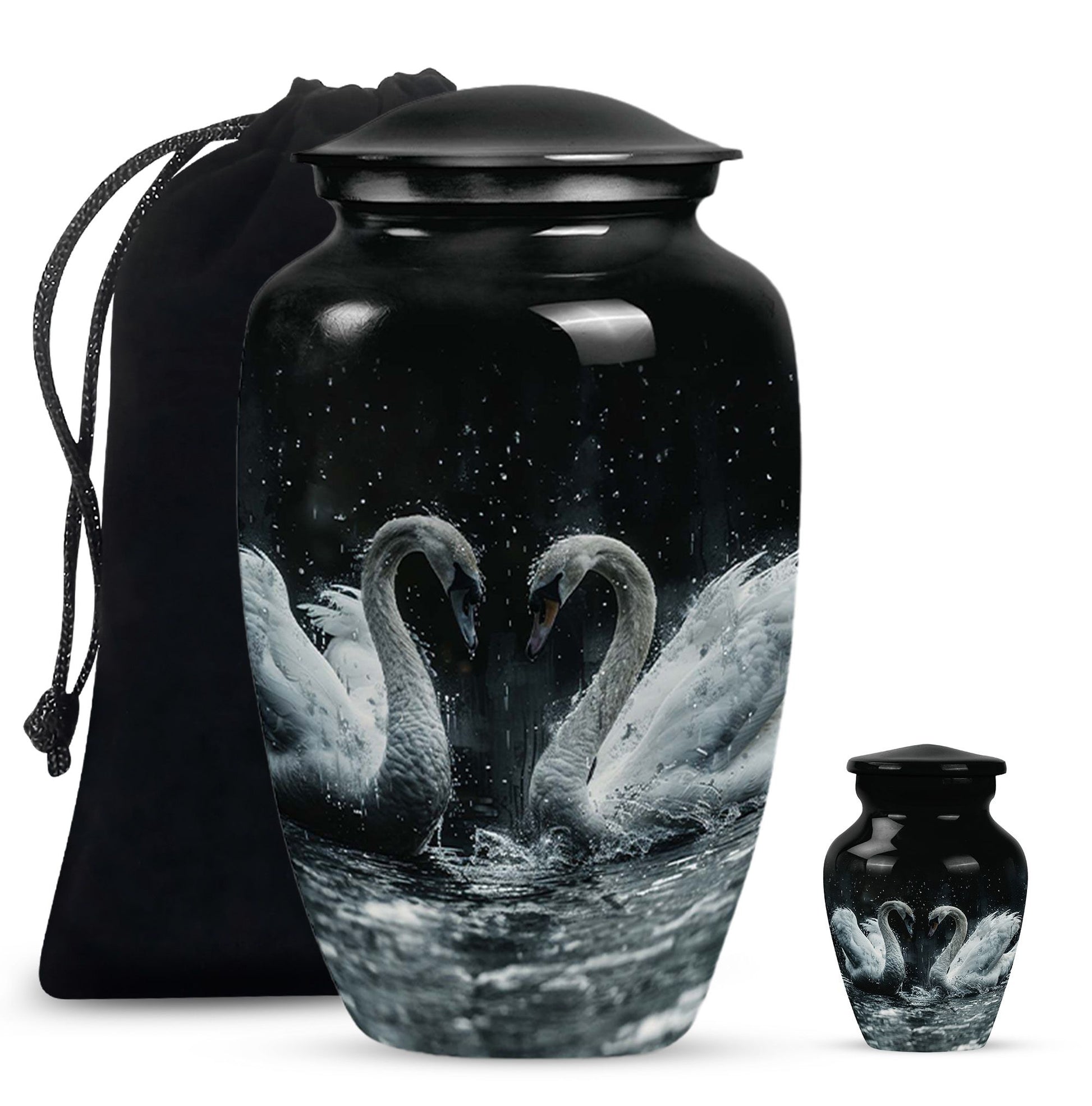 Double Swan Cremation Urns For Human Ashes - Memorial Urn for Mom and Dad
