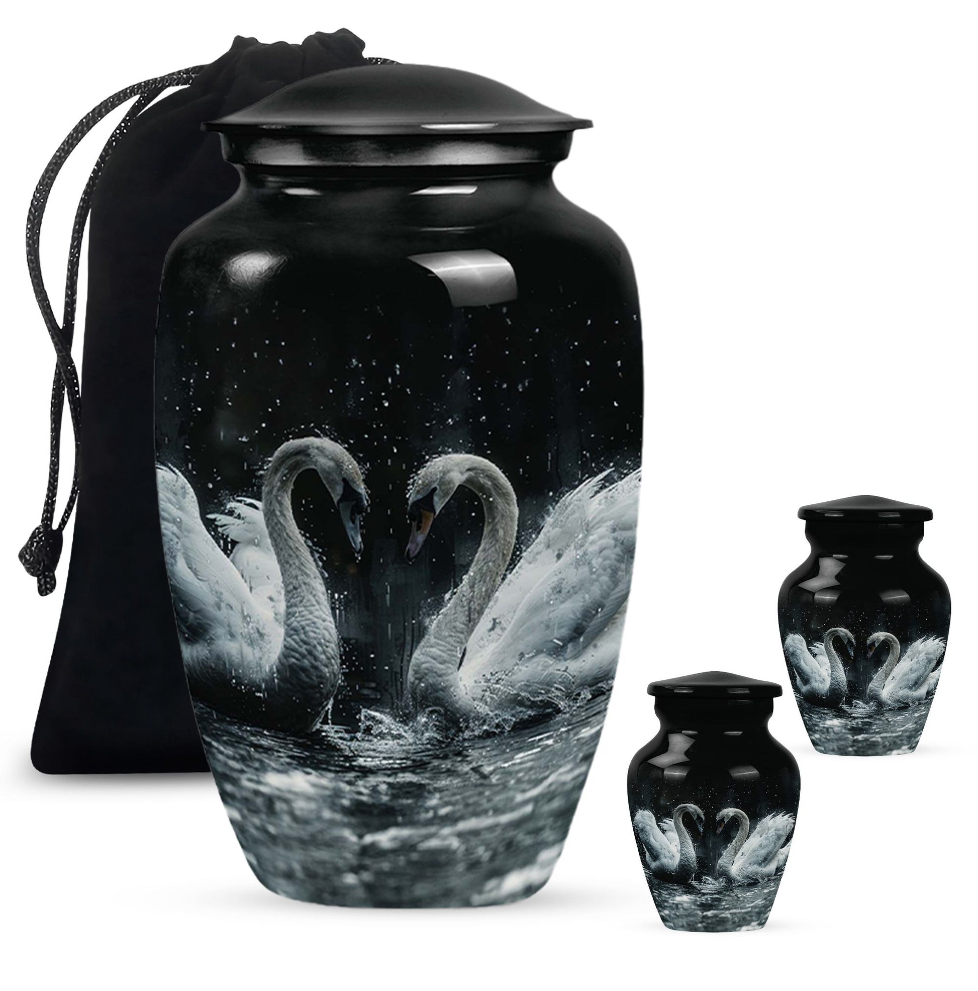 Double Swan Cremation Urns For Human Ashes - Memorial Urn for Mom and Dad