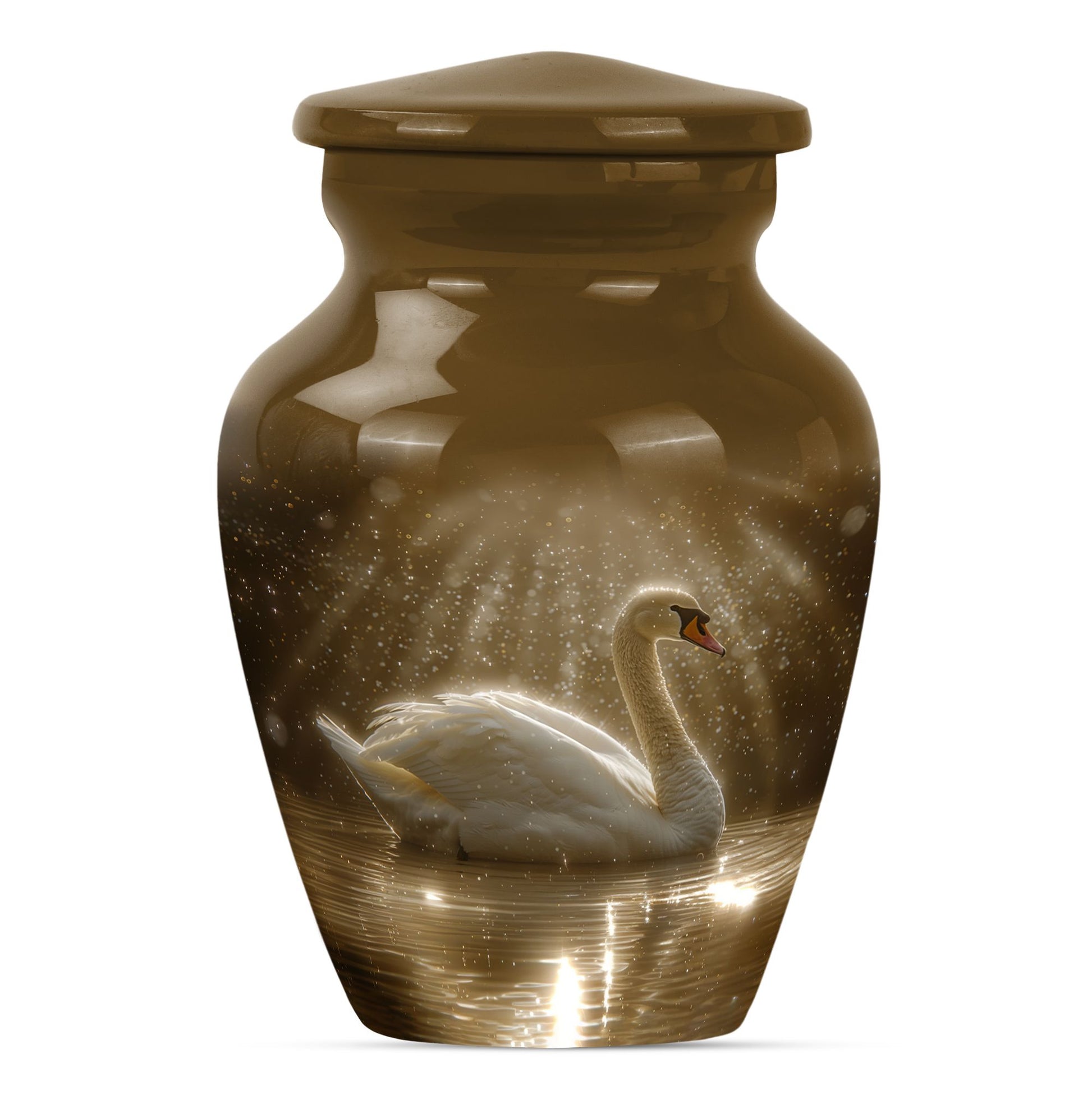 Golden Light Swan Cremation Urn for Human Ashes  - Memorial Urn for Adults