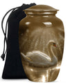 Golden Light Swan Cremation Urn for Human Ashes  - Memorial Urn for Adults