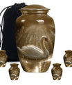 Golden Light Swan Cremation Urn for Human Ashes  - Memorial Urn for Adults