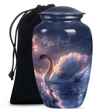Personalized Swan Cremation Urn for Human Ashes - 10-inch, 200 cu in - Yatskia