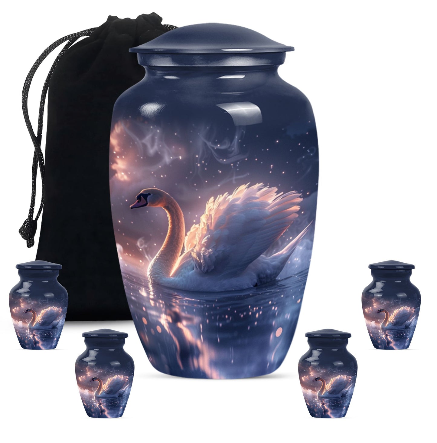 Personalized Swan Cremation Urn for Human Ashes - 10-inch, 200 cu in - Yatskia