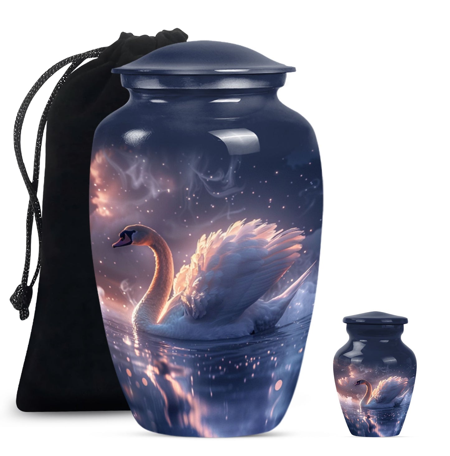 Personalized Swan Cremation Urn for Human Ashes - 10-inch, 200 cu in - Yatskia