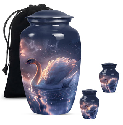 Personalized Swan Cremation Urn for Human Ashes - 10-inch, 200 cu in - Yatskia