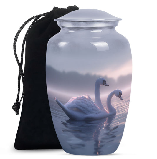 Dual Swan Cremation Urn For Human Ashes For Men and Women