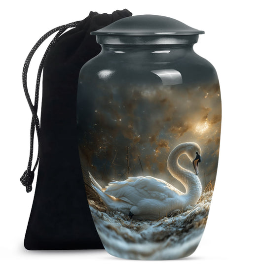 Golden Swan Funeral Urn for Human Ashes - Cremation Urn For Adults