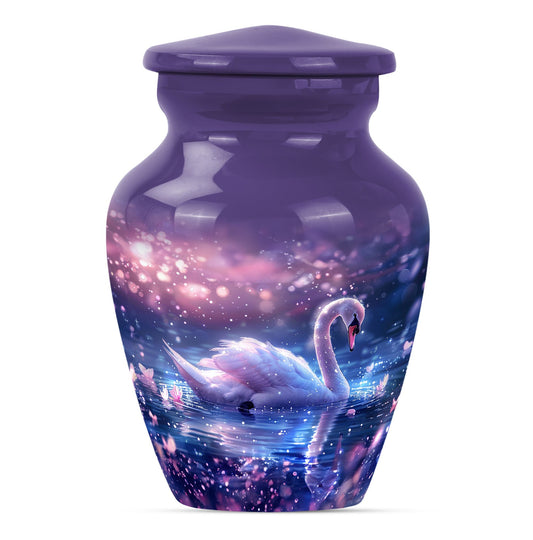 Purple Swan Cremation Urn for Human Ashes - Large Urns For Female & Male