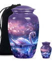 Purple Swan Cremation Urn for Human Ashes - Large Urns For Female & Male